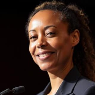 Maya Stordiau speaking at a conference